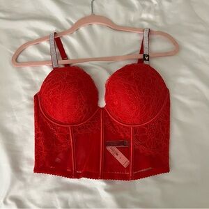 Victoria’s Secret Red Push-Up Corset Top Bra | 36 C